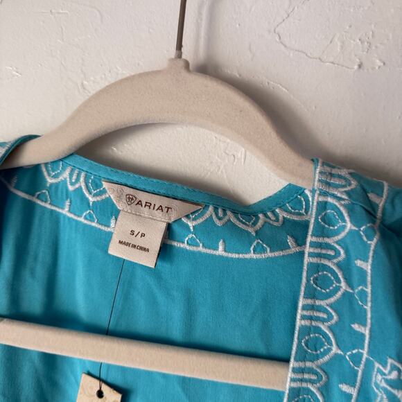 Ariat Misty Kimono Maui Blue Open Front Embroidered Cardigan S/P NWT - Picture 6 of 10